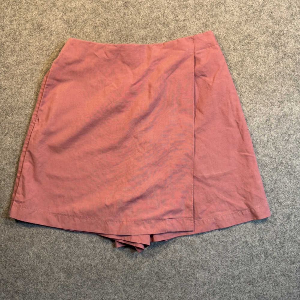 Uniqlo Linen Blend Skort XS Mauve Pink Wrap Front‎ Rayon Mix